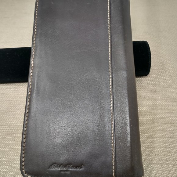 EDDIE BAUER BROWN LEATHER TRAVEL DOCUMENT CASE - Picture 2 of 7